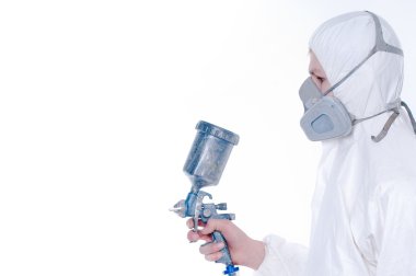 Worker with airbrush gun clipart