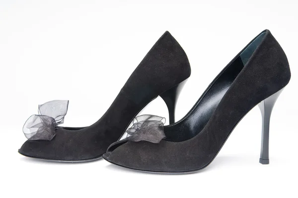 Чорна замша жіноче взуття — стокове фото