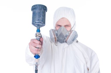 Worker with airbrush gun clipart