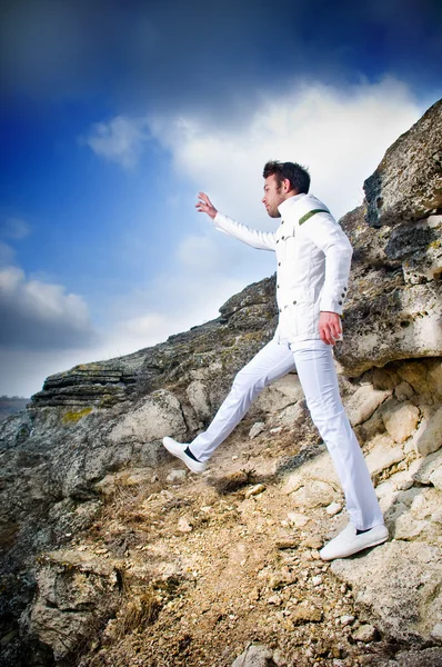 Fashionable man in white suit — Stock Photo, Image