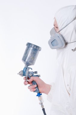 Worker with airbrush gun clipart