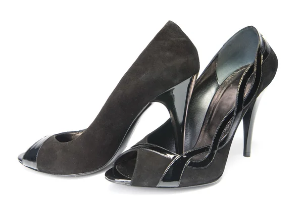 ブラック スエード女性靴 — ストック写真