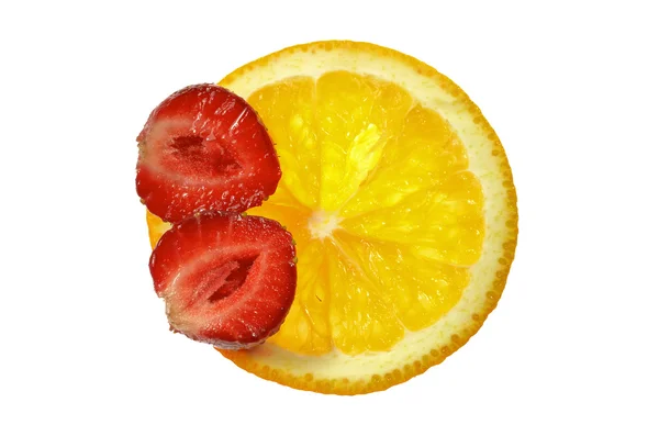 Jordgubbar, apelsin — Stockfoto
