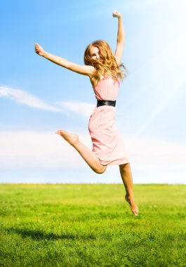 Happy jumping girl clipart