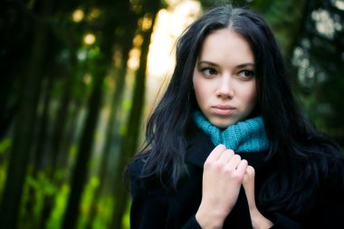 Young woman in forest clipart