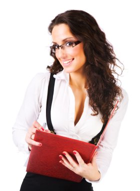 Young businesswoman with folder clipart