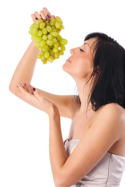 Mujer joven con retrato de uvas — Foto de Stock
