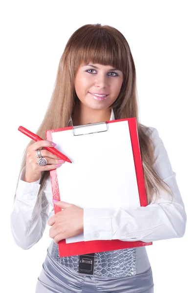 Młoda bizneswoman z folderem — Zdjęcie stockowe