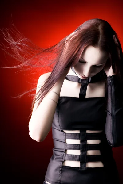 Stock image Goth woman with fluttering hair