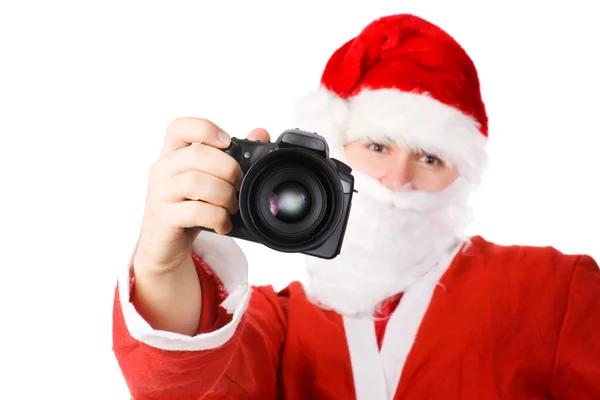 Noel Baba ile modern dijital fotoğraf makinesi — Stok fotoğraf