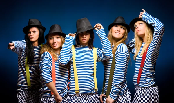 Fem kvinnor team — Stockfoto