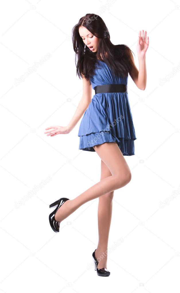 Young woman looking on her shoes