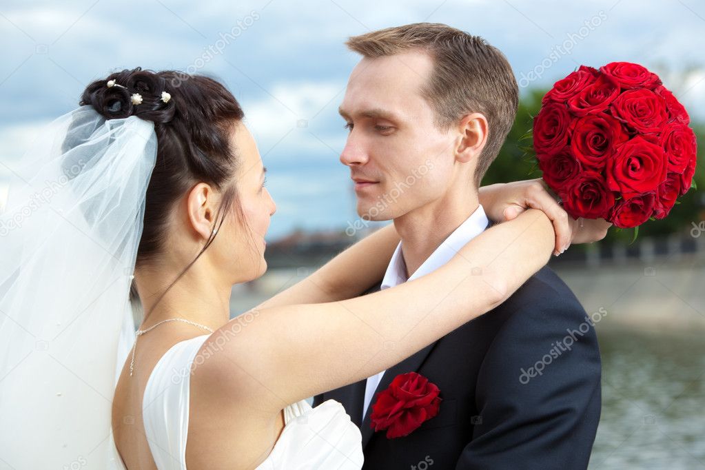 Young wedding couple portrait
