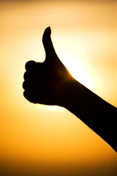 Excellent hand sign silhouette — Stock Photo, Image