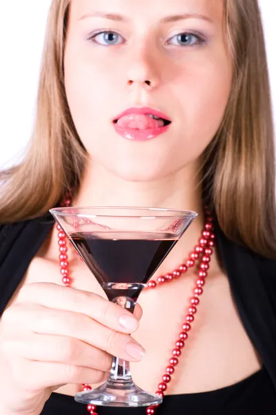Sexy Frau mit einem Glas Wein — Stockfoto
