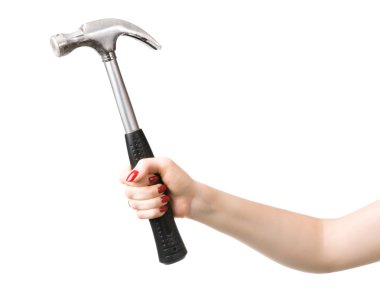 Woman hand with hammer clipart