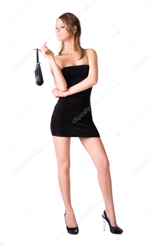 Young sexy woman with handbag
