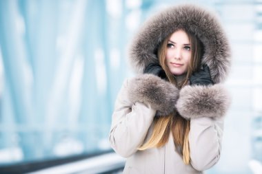 Young woman winter portrait clipart