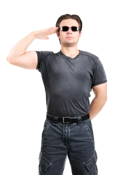 Strong man salute — Stock Photo, Image