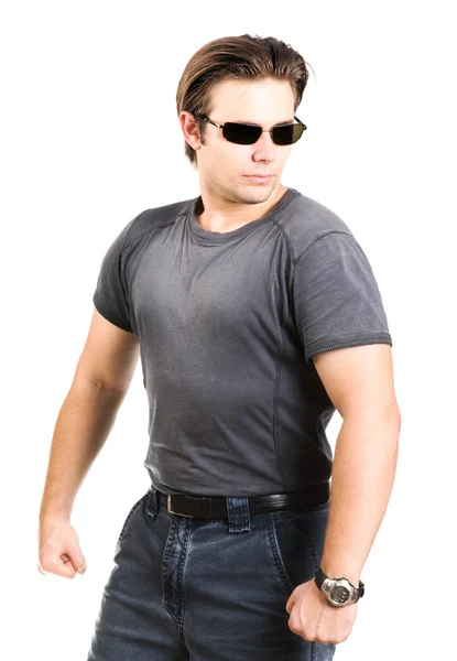 Strong man in sunglasses — Stock Photo, Image