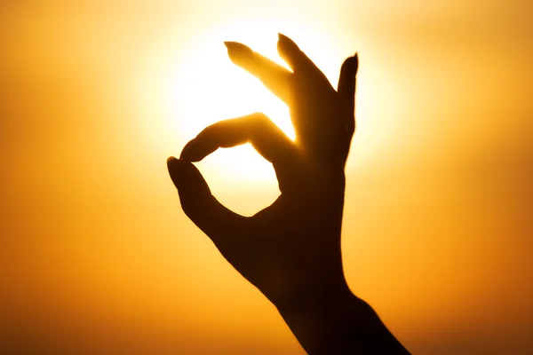Ok hand sign silhouette — Stock Photo, Image