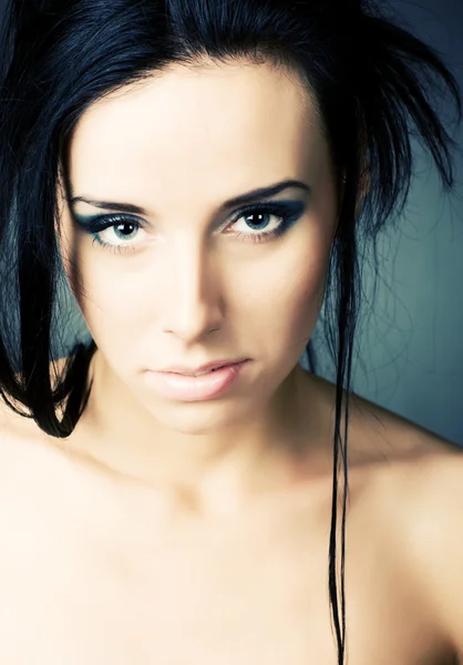 Young brunette woman soft portrait — Stok fotoğraf