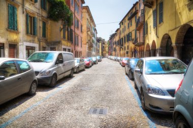 Italian street with cars clipart