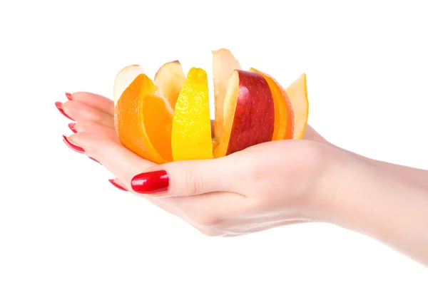 Woman hand with fruit mix — Stock Photo, Image