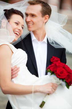 Young wedding couple clipart