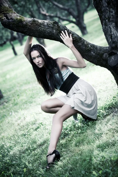 Junge schlanke Frau in einem Park — Stockfoto