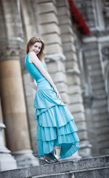 Young slim woman in dress — Stock Photo, Image