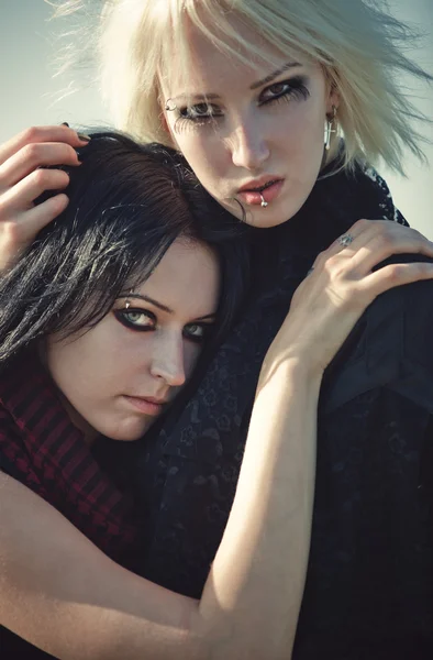 Dva goth ženy koncept portrét — Stock fotografie