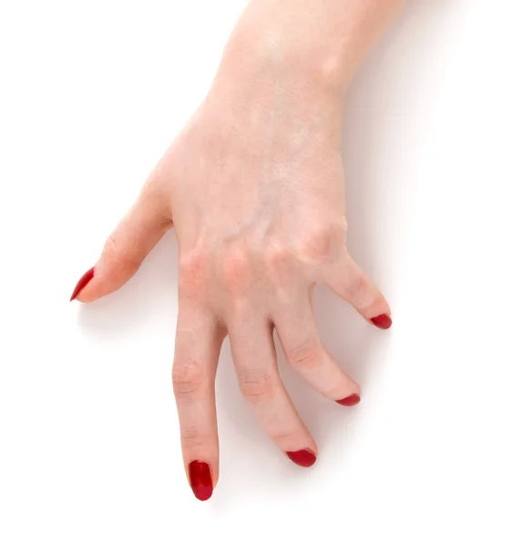 Mulher mão com unhas vermelhas — Fotografia de Stock