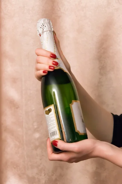 Closed bottle with champagne — Stock Photo, Image