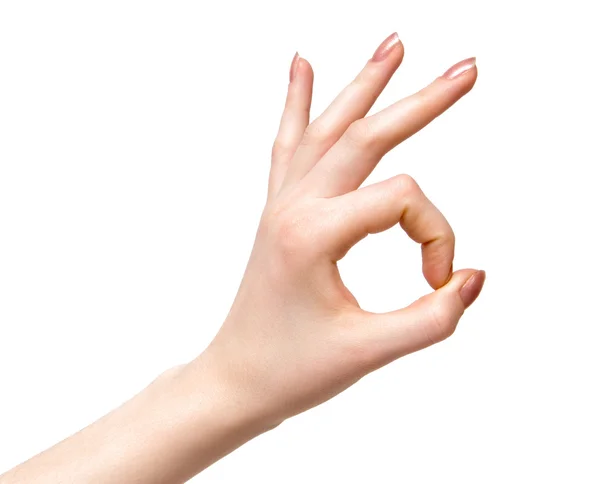 Žena ruku ok znamení. — Stock fotografie