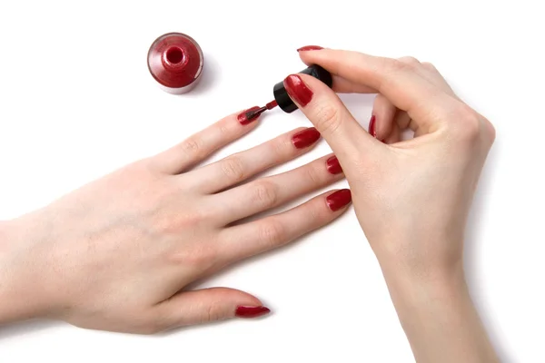 Farbe rote Nägel — Stockfoto