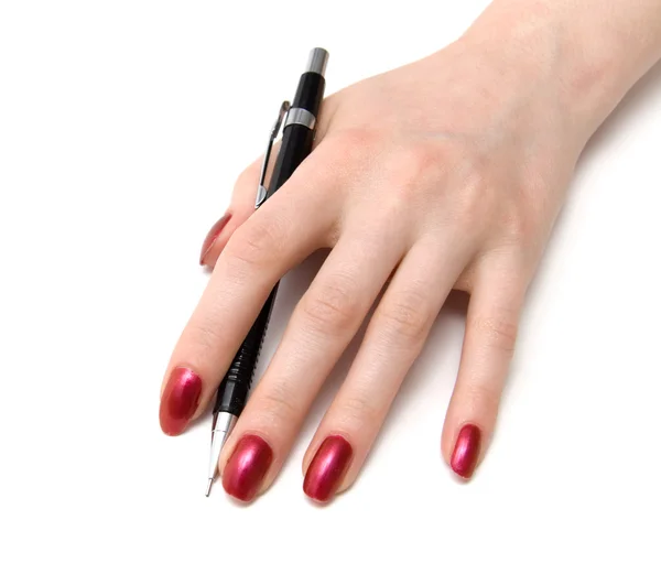 Kadın eli kalem ile — Stok fotoğraf