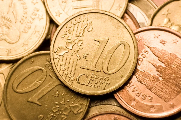 Евро-центовые монеты — стоковое фото