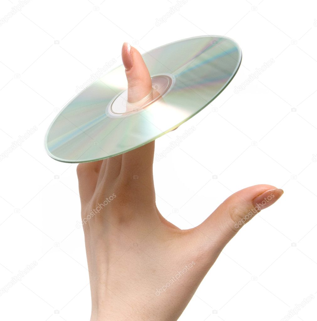 Holding CD on finger