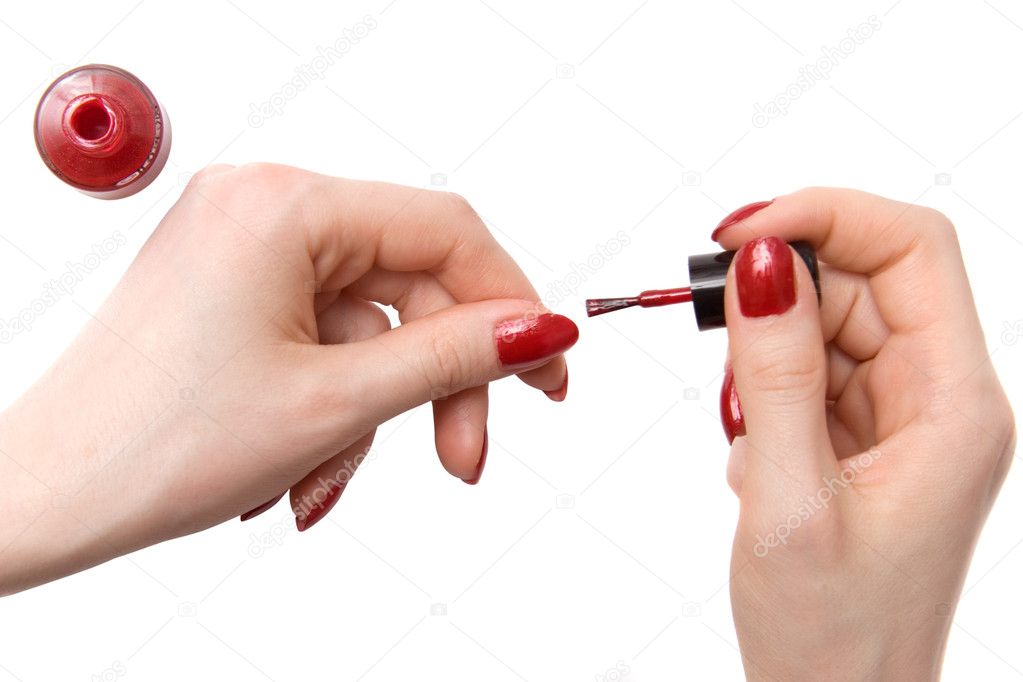 Woman color red nails