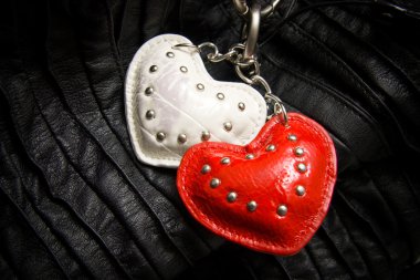 White and red heart on a chain clipart
