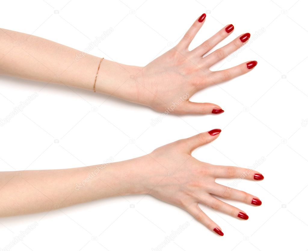 Two wide open woman hands