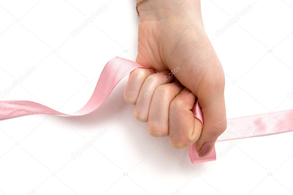 Woman fist with ribbon