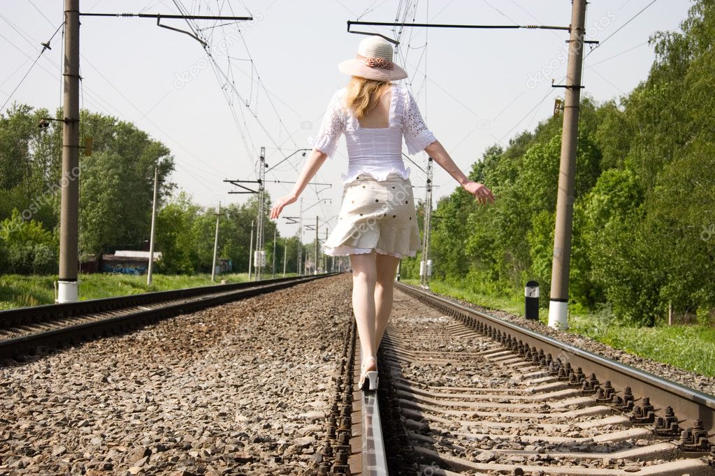 Girl on a railway