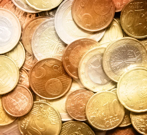 Glittering euro cent coins — Stock Photo, Image