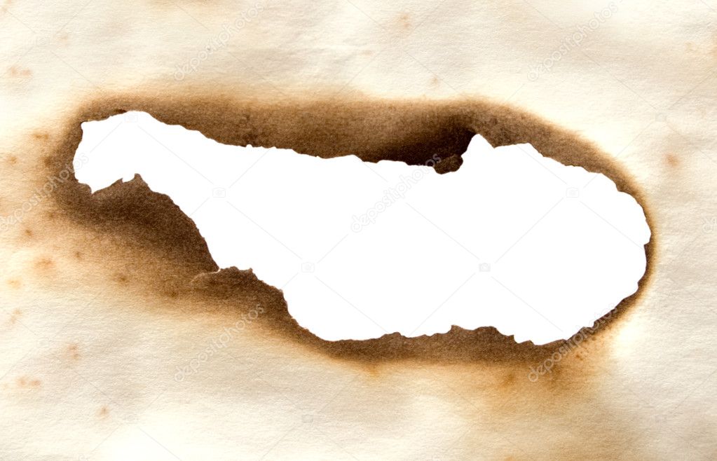 Burnt paper with hole