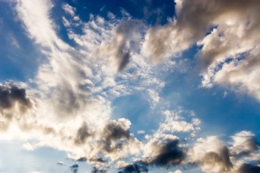 Blue dramatic sky wtih clouds clipart