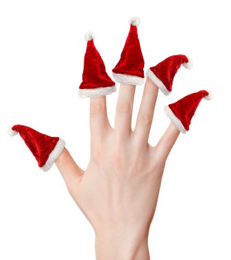 Woman hand with santa hats clipart