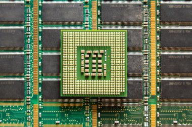 Cpu on computer chip background clipart