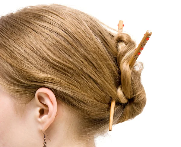 stock image Japanese coiffure side view